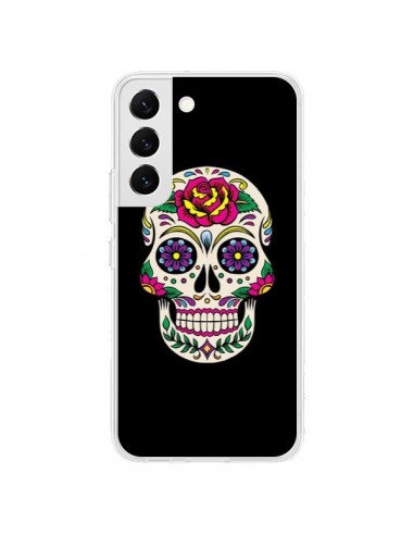 Coque Samsung Galaxy S22 5G Tête de Mort Mexicaine Multicolore Noir - Laetitia