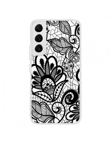 Coque Samsung Galaxy S22 5G Lace Fleur Flower Noir Transparente - Petit Griffin