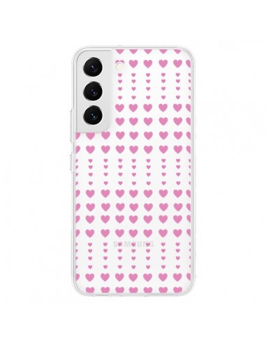 Coque Samsung Galaxy S22 5G Coeurs Heart Love Amour Rose Transparente - Petit Griffin