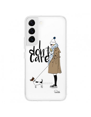 Coque Samsung Galaxy S22 5G I don't care Fille Chien Transparente - Lolo Santo