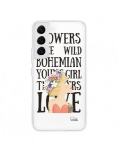 Coque Samsung Galaxy S22 5G Flowers Love Transparente -...