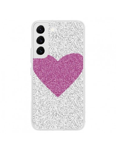 Coque Samsung Galaxy S22 5G Coeur Rose Argent Love - Mary Nesrala