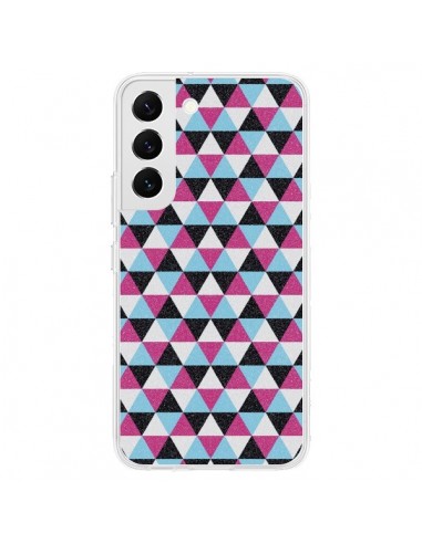 Coque Samsung Galaxy S22 5G Azteque Triangles Rose Bleu Gris - Mary Nesrala