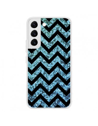 Coque Samsung Galaxy S22 5G Chevron Aqua Sparkle Triangle Azteque - Mary Nesrala