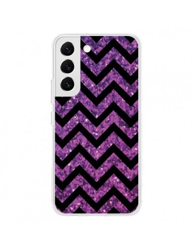 Coque Samsung Galaxy S22 5G Chevron Purple Sparkle Triangle Azteque - Mary Nesrala