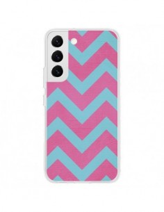Coque Samsung Galaxy S22 5G Strawberry Chevron Rose Bleu...