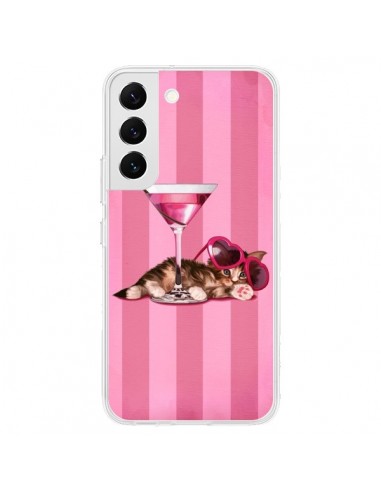 Coque Samsung Galaxy S22 5G Chaton Chat Kitten Cocktail Lunettes Coeur - Maryline Cazenave