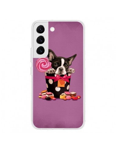 Coque Samsung Galaxy S22 5G Chien Dog Boite Noeud Papillon Pois Bonbon - Maryline Cazenave