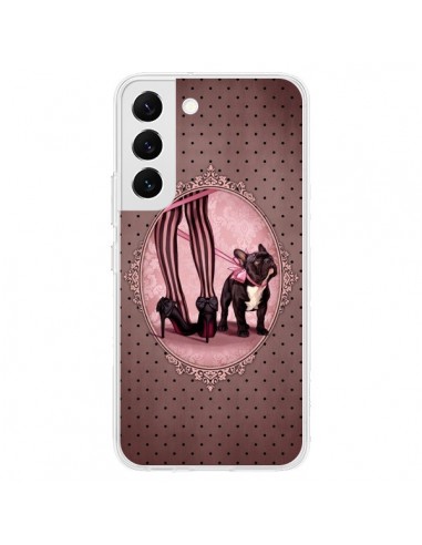 Coque Samsung Galaxy S22 5G Lady Jambes Chien Dog Rose Pois Noir - Maryline Cazenave