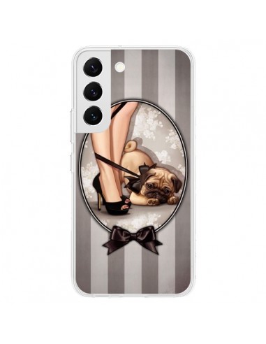 Coque Samsung Galaxy S22 5G Lady Noir Noeud Papillon Chien Dog Luxe - Maryline Cazenave
