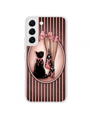 Coque Samsung Galaxy S22 5G Lady Chat Noeud Papillon Pois Chaussures - Maryline Cazenave