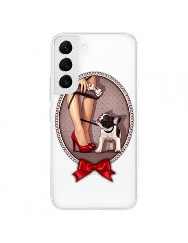 Coque Samsung Galaxy S22 5G Lady Jambes Chien Bulldog Dog Pois Noeud Papillon Transparente - Maryline Cazenave