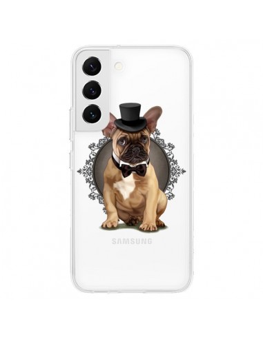 Coque Samsung Galaxy S22 5G Chien Bulldog Noeud Papillon Chapeau Transparente - Maryline Cazenave