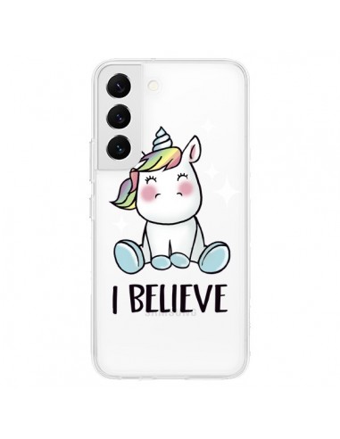 Coque Samsung Galaxy S22 5G Licorne I Believe Transparente - Maryline Cazenave