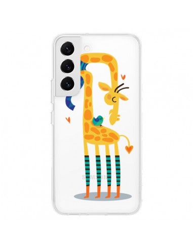 Coque Samsung Galaxy S22 5G L'oiseau et la Girafe Amour Love Transparente - Maria Jose Da Luz