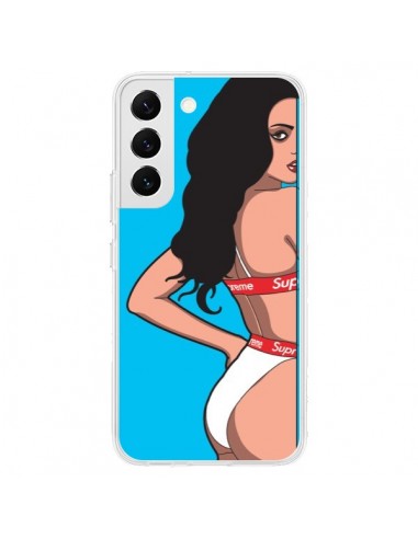 Coque Samsung Galaxy S22 5G Pop Art Femme Bleu - Mikadololo