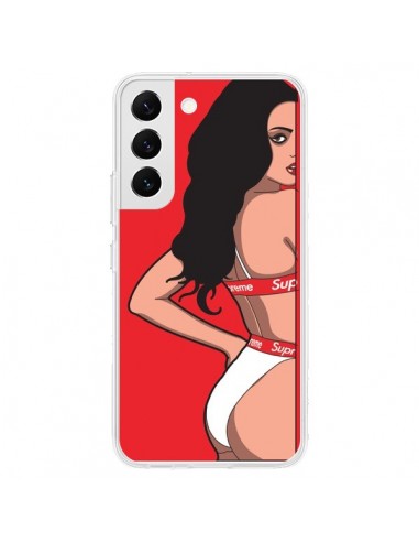 Coque Samsung Galaxy S22 5G Pop Art Femme Rouge - Mikadololo