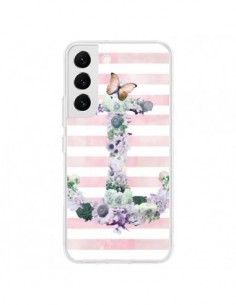 Coque Samsung Galaxy S22 5G Ancre Rose Fleurs Navire -...