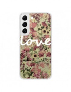 Coque Samsung Galaxy S22 5G Love Blanc Flower - Monica...