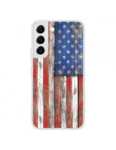 Coque Samsung Galaxy S22 5G Drapeau USA Vintage Bois Wood - Maximilian San