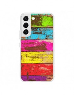 Coque Samsung Galaxy S22 5G Bois Coloré Vintage -...