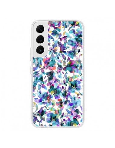 Coque Samsung Galaxy S22 5G Aquatic Flowers Blue - Ninola Design