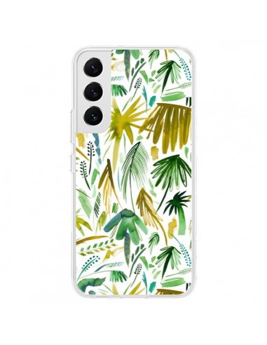 Coque Samsung Galaxy S22 5G Brushstrokes Tropical Palms Green - Ninola Design