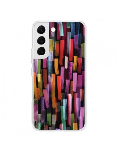 Coque Samsung Galaxy S22 5G Colorful Brushstrokes Black - Ninola Design