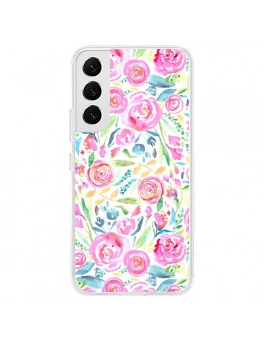 Coque Samsung Galaxy S22 5G Speckled Watercolor Pink - Ninola Design
