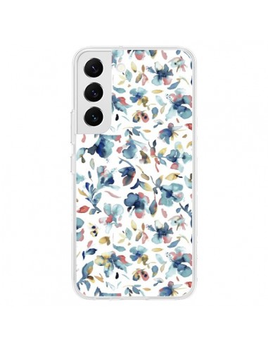 Coque Samsung Galaxy S22 5G Watery Hibiscus Blue - Ninola Design