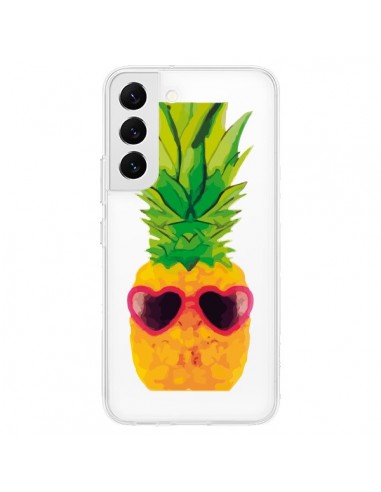 Coque Samsung Galaxy S22 5G Ananas Lunette en Cœur transparente