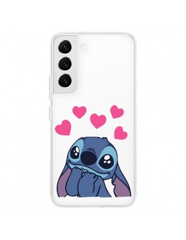 Coque Samsung Galaxy S22 5G Stitch de Lilo et Stitch in love en coeur transparente