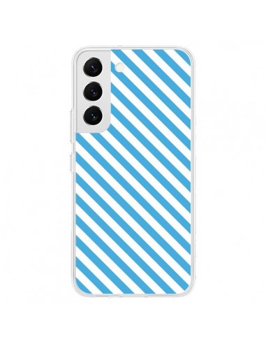 Coque Samsung Galaxy S22 5G Bonbon Candy Bleue et Blanche Rayée - Nico