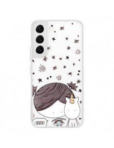 Coque Samsung Galaxy S22 5G Petite Fille et Licorne I...
