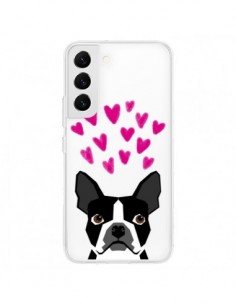 Coque Samsung Galaxy S22 5G Boston Terrier Coeurs Chien...