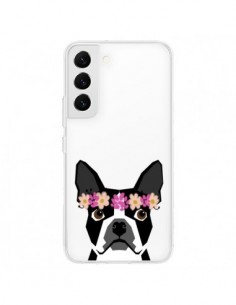Coque Samsung Galaxy S22 5G Boston Terrier Fleurs Chien...