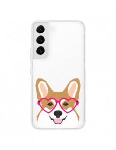 Coque Samsung Galaxy S22 5G Chien Marrant Lunettes Coeurs...