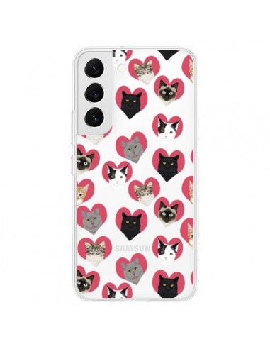 Coque Samsung Galaxy S22 5G Chats Coeurs Transparente - Pet Friendly