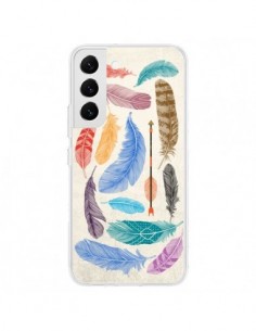 Coque Samsung Galaxy S22 5G Feather Plumes Multicolores -...