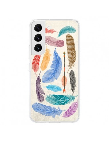 Coque Samsung Galaxy S22 5G Feather Plumes Multicolores - Rachel Caldwell