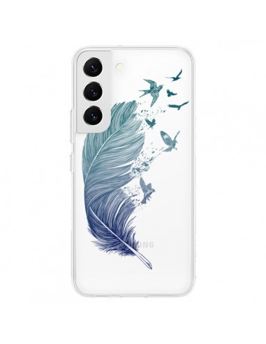 Coque Samsung Galaxy S22 5G Plume Feather Fly Away Transparente - Rachel Caldwell