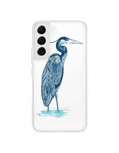 Coque Samsung Galaxy S22 5G Heron Blue Oiseau Transparente - Rachel Caldwell