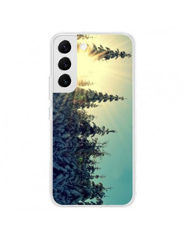 Coque Samsung Galaxy S22 5G Hiver Paysage Neige Montagnes Sapins Ski - R Delean