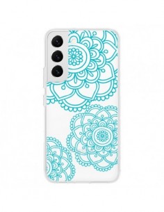 Coque Samsung Galaxy S22 5G Mandala Bleu Aqua Doodle...