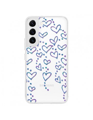 Coque Samsung Galaxy S22 5G Floating hearts coeurs flottants Transparente - Sylvia Cook