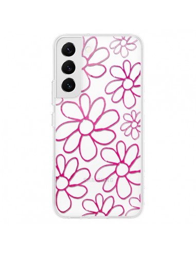 Coque Samsung Galaxy S22 5G Flower Garden Pink Fleur Transparente - Sylvia Cook