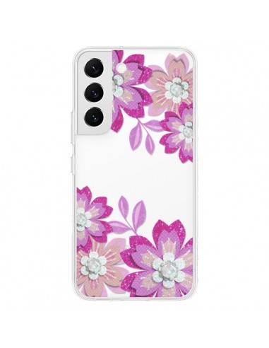 Coque Samsung Galaxy S22 5G Winter Flower Rose, Fleurs d'Hiver Transparente - Sylvia Cook