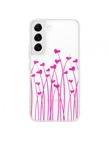 Coque Samsung Galaxy S22 5G Love in Pink Amour Rose Fleur Transparente - Sylvia Cook