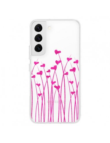 Coque Samsung Galaxy S22 5G Love in Pink Amour Rose Fleur Transparente - Sylvia Cook