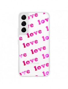 Coque Samsung Galaxy S22 5G Pink Love Rose Transparente -...
